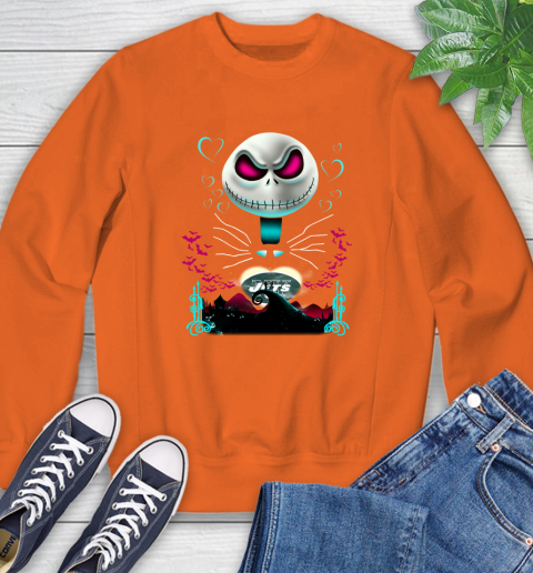 NFL New York Jets Jack Skellington Sally The Nightmare Before Christmas Football Sweatshirt 3