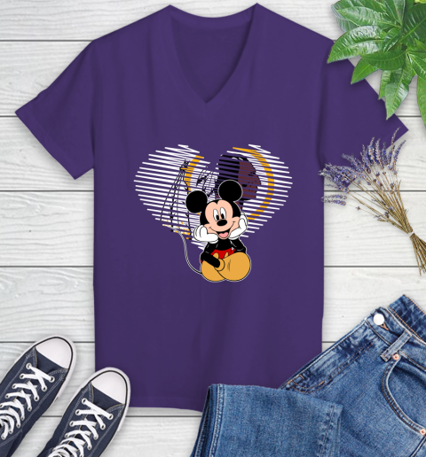 NFL Washington Redskins The Heart Mickey Mouse Disney Football T Shirt_000 Women's V-Neck T-Shirt 3