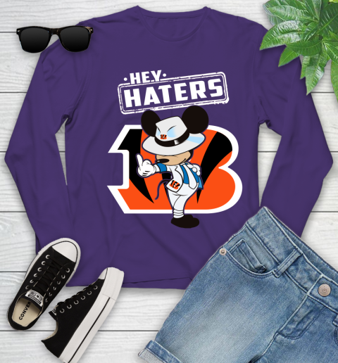 NFL Hey Haters Mickey Football Sports Cincinnati Bengals Youth Long Sleeve 4