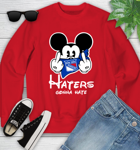 NHL New York Rangers Haters Gonna Hate Mickey Mouse Disney Hockey T Shirt Youth Sweatshirt 8