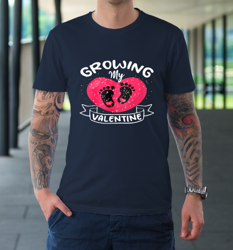 Womens Growing My Valentine literally pregnant shirt Pregnancy Wife T-Shirt 10