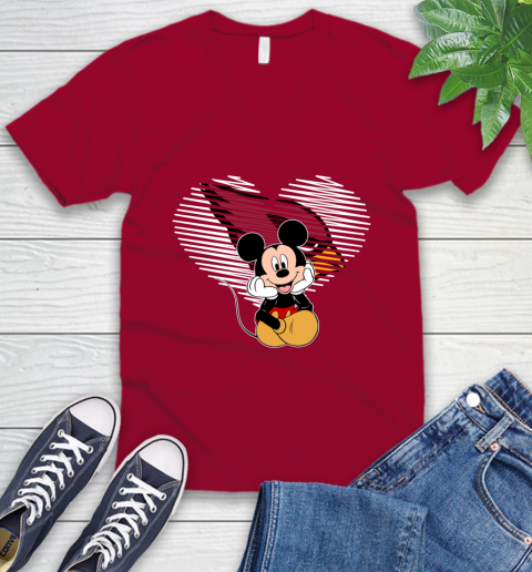 NFL Arizona Cardinals The Heart Mickey Mouse Disney Football T Shirt_000 V-Neck T-Shirt 7