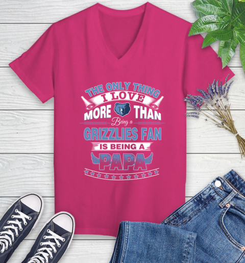 NBA The Only Thing I Love More Than Being A Memphis Grizzlies Fan Is Being A Papa Basketball Women's V-Neck T-Shirt 9