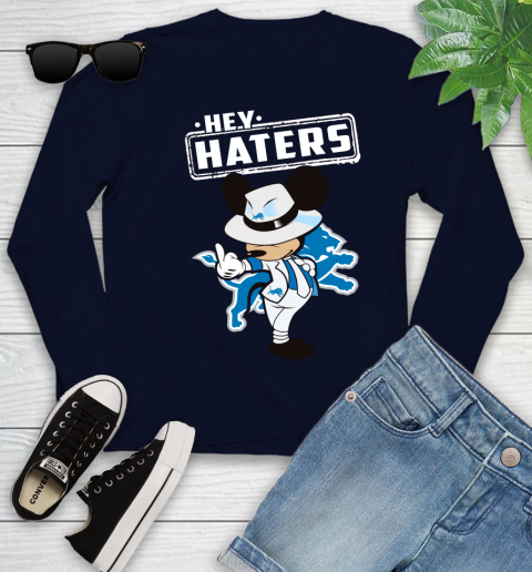 NFL Hey Haters Mickey Football Sports Detroit Lions Youth Long Sleeve 2