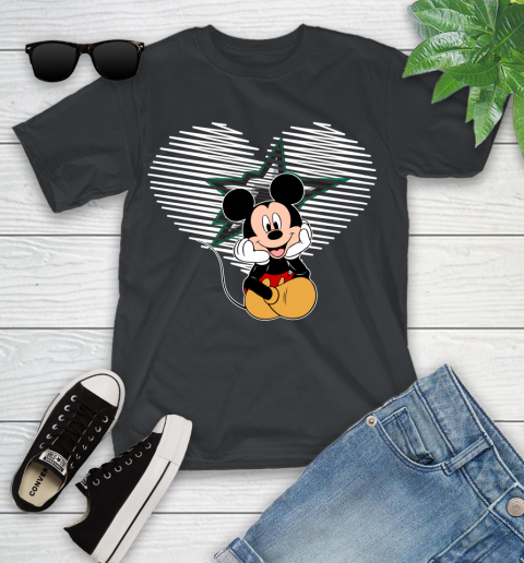 NHL Dallas Stars The Heart Mickey Mouse Disney Hockey Youth T-Shirt