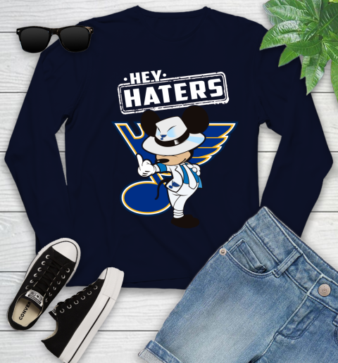 NHL Hey Haters Mickey Hockey Sports St.Louis Blues Youth Long Sleeve 2