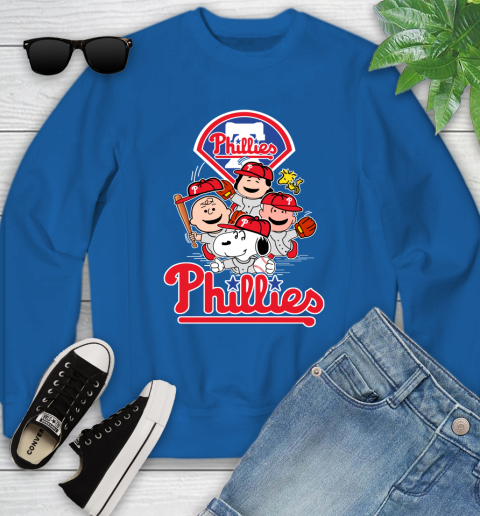 MLB Philadelphia Phillies Snoopy Charlie Brown Woodstock The Peanuts Movie Baseball T Shirt_000 Youth Sweatshirt 7