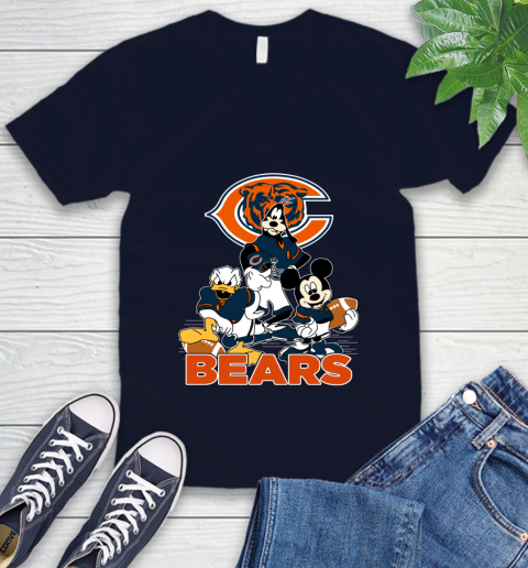 NFL Chicago Bears Mickey Mouse Donald Duck Goofy Football Shirt V-Neck T-Shirt 2