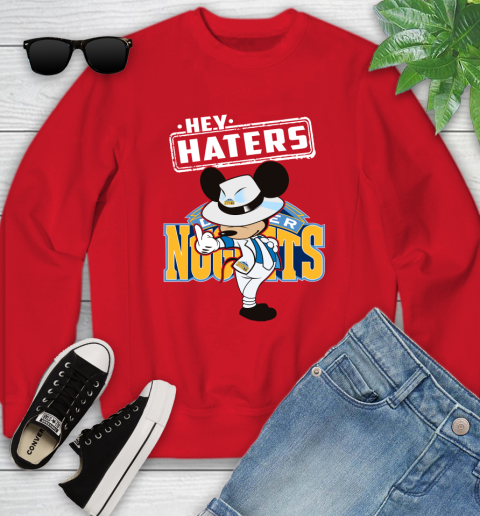 NBA Hey Haters Mickey Basketball Sports Denver Nuggets Youth Sweatshirt 8