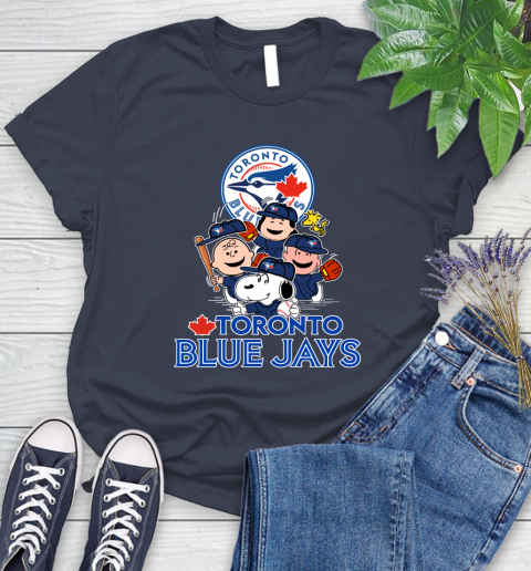 MLB Toronto Blue Jays Snoopy Charlie Brown Woodstock The Peanuts Movie Baseball T Shirt_000 Women's T-Shirt 14