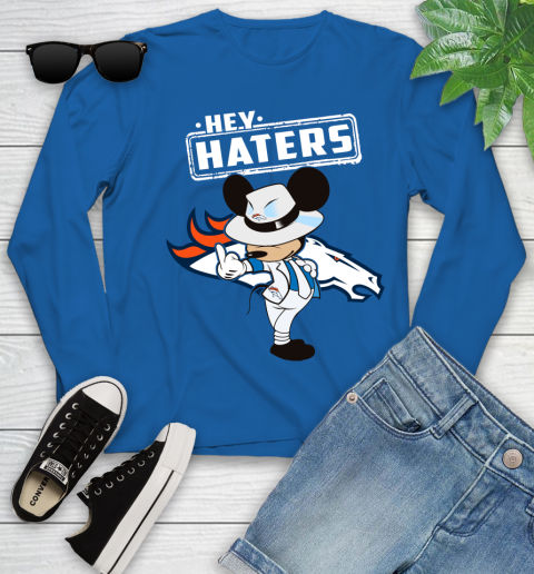 NFL Hey Haters Mickey Football Sports Denver Broncos Youth Long Sleeve 10