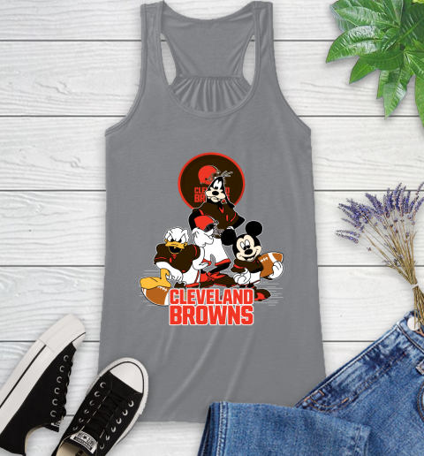 NFL Cleveland Browns Mickey Mouse Donald Duck Goofy Football Shirt Racerback Tank 4