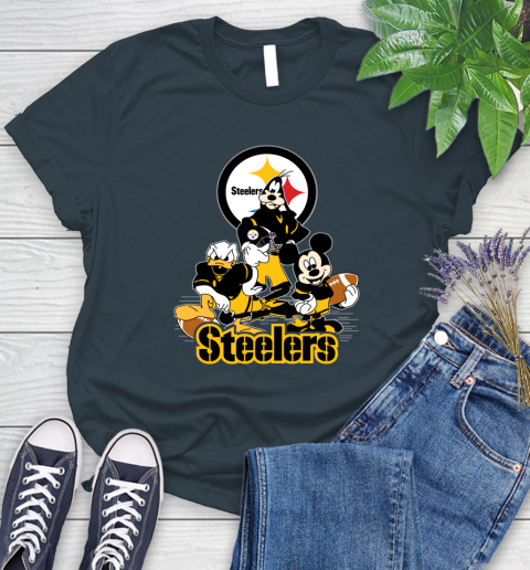 NFL Pittsburgh Steelers Mickey Mouse Donald Duck Goofy Football Shirt Women's T-Shirt 11