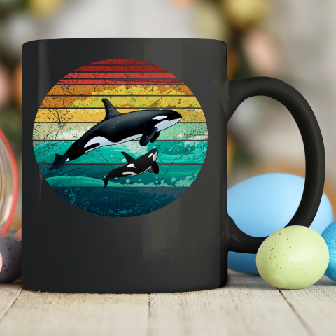 Orca Family Vintage Retro Art Killer Whale Family Ceramic Mug 11oz