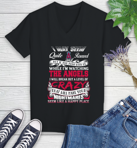 Los Angeles Angels MLB Baseball Don't Mess With Me While I'm Watching My Team Women's V-Neck T-Shirt