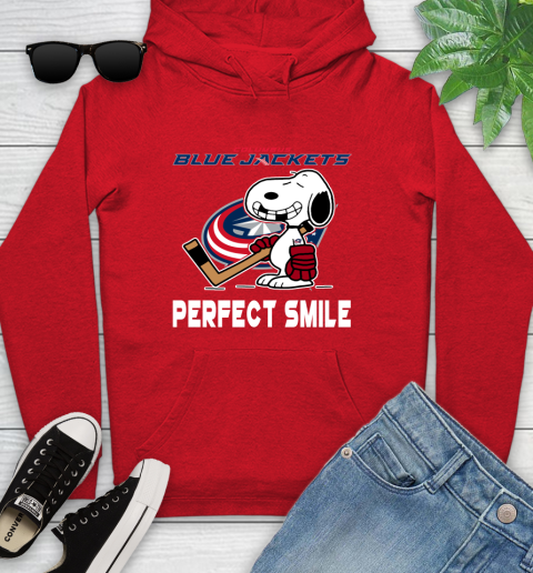 NHL Columbus Blue Jackets Snoopy Perfect Smile The Peanuts Movie Hockey T Shirt Youth Hoodie 12