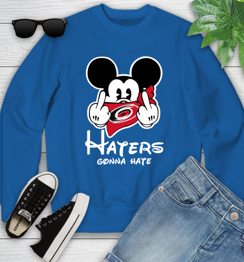 NHL Carolina Hurricanes Haters Gonna Hate Mickey Mouse Disney Hockey T Shirt Youth Sweatshirt 7