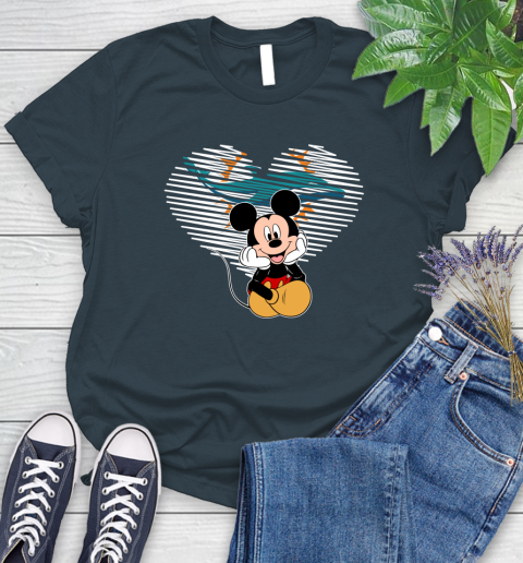 NFL Miami Dolphins The Heart Mickey Mouse Disney Football T Shirt_000 Women's T-Shirt 11