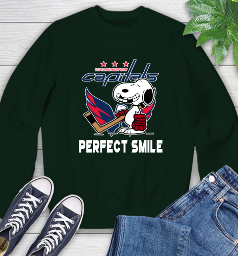 NHL Washington Capitals Snoopy Perfect Smile The Peanuts Movie Hockey T Shirt Sweatshirt 12