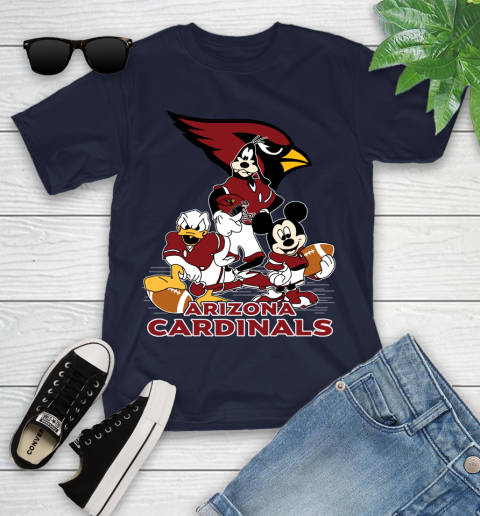 NFL Arizona Cardinals Mickey Mouse Donald Duck Goofy Football Shirt Youth T-Shirt 2