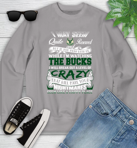 Milwaukee Bucks NBA Basketball Don't Mess With Me While I'm Watching My Team Youth Sweatshirt 3