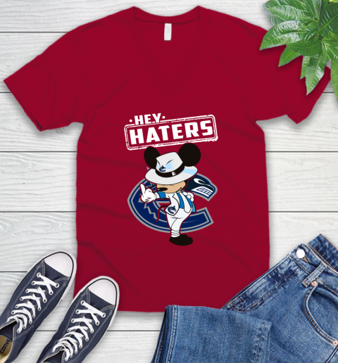 NHL Hey Haters Mickey Hockey Sports Vancouver Canucks V-Neck T-Shirt 7