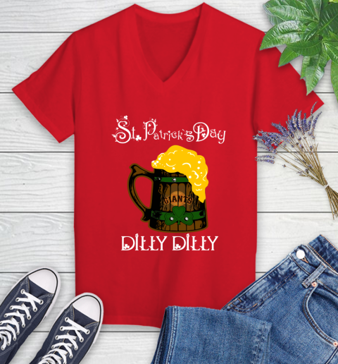 MLB San Francisco Giants St Patrick's Day Dilly Dilly Beer Baseball Sports Women's V-Neck T-Shirt 11