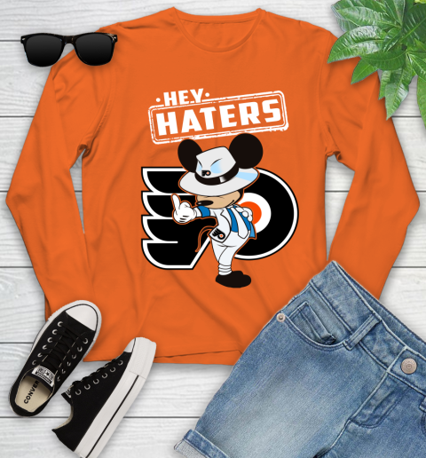 NHL Hey Haters Mickey Hockey Sports Philadelphia Flyers Youth Long Sleeve 3