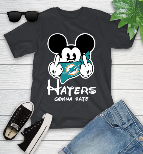 NFL Miami Dolphins Haters Gonna Hate Mickey Mouse Disney Football T Shirt Youth T-Shirt