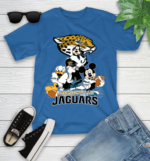 NFL Jacksonville Jaguars Mickey Mouse Donald Duck Goofy Football Shirt Youth T-Shirt 12
