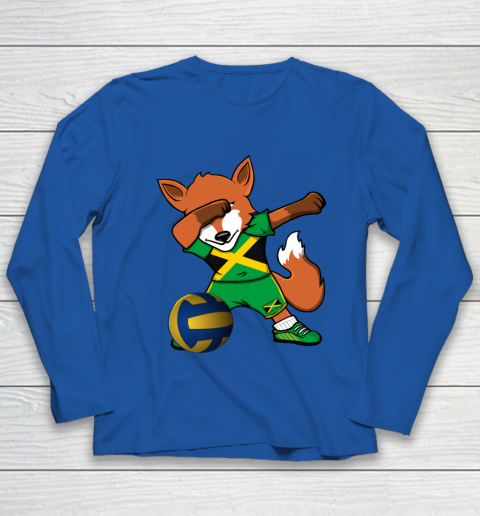 Dabbing Fox Jamaica Volleyball Fans Jersey Jamaican Youth Long Sleeve 9