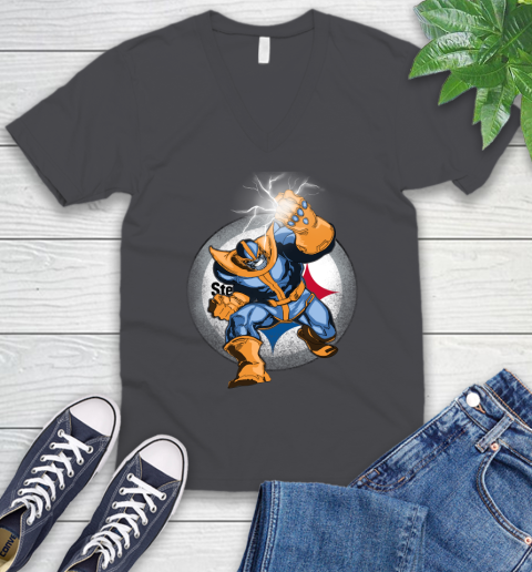 Pittsburgh Steelers NFL Football Thanos Avengers Infinity War Marvel V-Neck T-Shirt 4