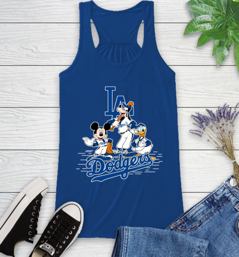 MLB Los Angeles Dodgers Mickey Mouse Donald Duck Goofy Baseball T Shirt Racerback Tank 8