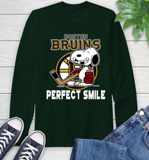 NHL Boston Bruins Snoopy Perfect Smile The Peanuts Movie Hockey T Shirt Long Sleeve T-Shirt 7