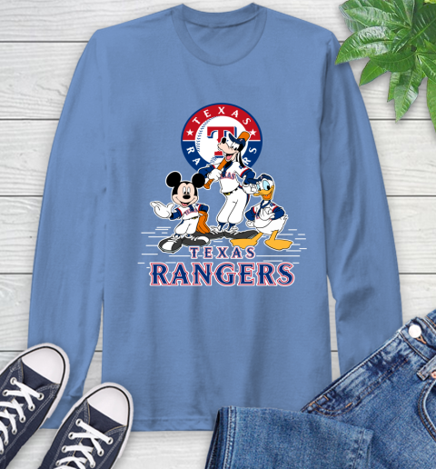 MLB Texas Rangers Mickey Mouse Donald Duck Goofy Baseball T Shirt Long Sleeve T-Shirt 12