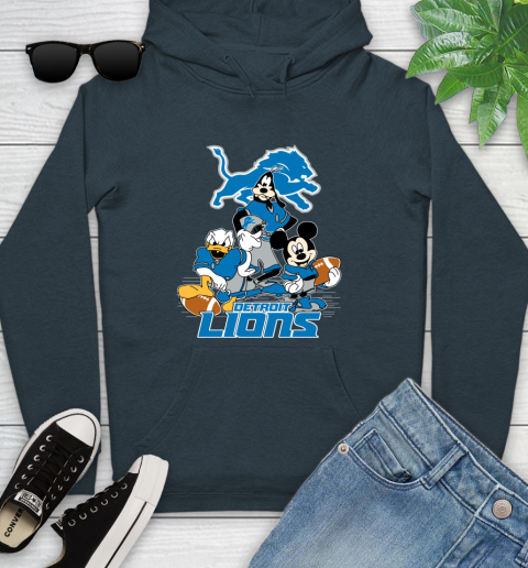 NFL Detroit Lions Mickey Mouse Donald Duck Goofy Football Shirt Youth Hoodie 10