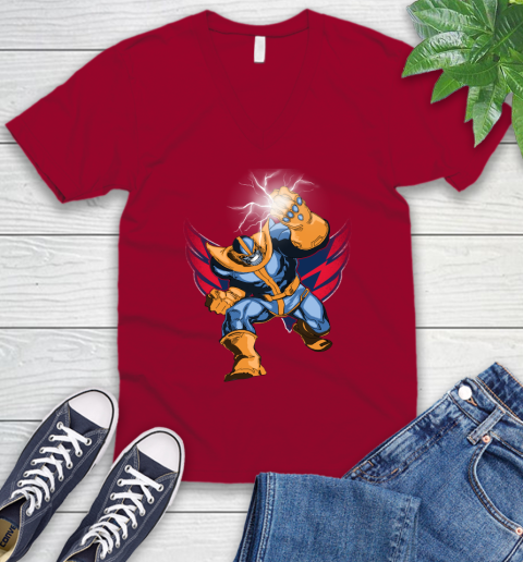 Washington Capitals NHL Hockey Thanos Avengers Infinity War Marvel V-Neck T-Shirt 7