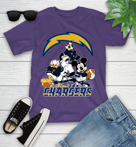 NFL San Diego Chargers Mickey Mouse Donald Duck Goofy Football Shirt Youth T-Shirt 3