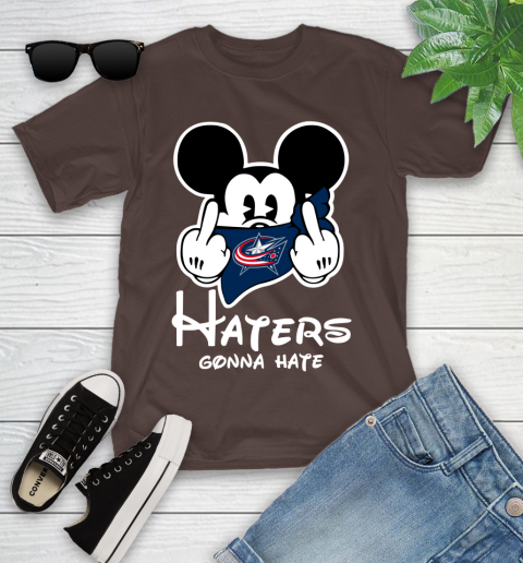 NHL Columbus Blue Jackets Haters Gonna Hate Mickey Mouse Disney Hockey T Shirt Youth T-Shirt 7
