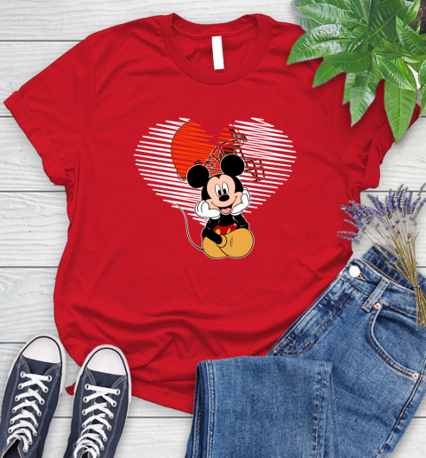 NFL Cleveland Browns The Heart Mickey Mouse Disney Football T Shirt_000 Women's T-Shirt 13