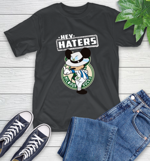 NBA Hey Haters Mickey Basketball Sports Milwaukee Bucks T-Shirt