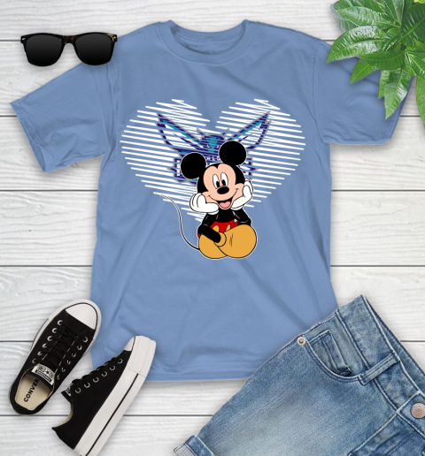 NBA Charlotte Hornets The Heart Mickey Mouse Disney Basketball Youth T-Shirt 15