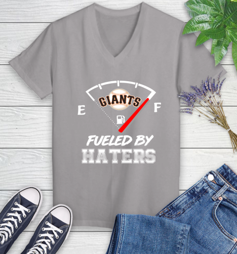 San Francisco Giants MLB Baseball Fueled By Haters Sports Women's V-Neck T-Shirt 4