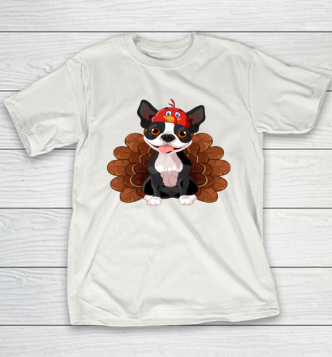 Funny Turkey Boston Terrier Thanksgiving Dog Turkey Costume Youth T-Shirt