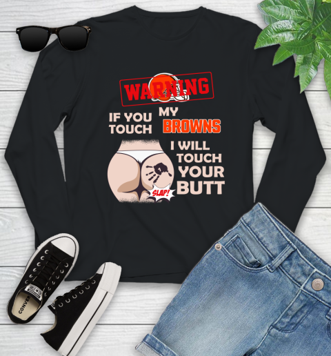 Atlanta Falcons NFL Football Warning If You Touch My Team I Will Touch My Butt Youth Long Sleeve
