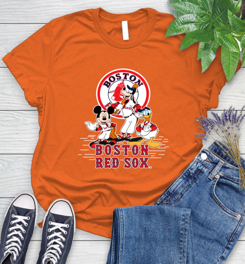 MLB Boston Red Sox Mickey Mouse Donald Duck Goofy Baseball T Shirt Women's T-Shirt 3