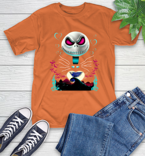 NHL St.Louis Blues Jack Skellington Sally The Nightmare Before Christmas Hockey T-Shirt 4