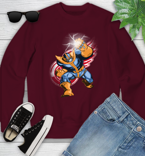 Detroit Red Wings NHL Hockey Thanos Avengers Infinity War Marvel Youth Sweatshirt 4