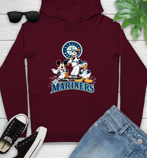 MLB Seattle Mariners Mickey Mouse Donald Duck Goofy Baseball T Shirt Youth Hoodie 7