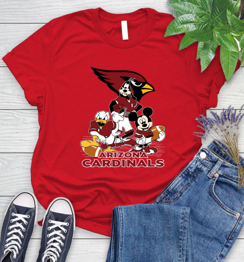 NFL Arizona Cardinals Mickey Mouse Donald Duck Goofy Football Shirt Women's T-Shirt 13
